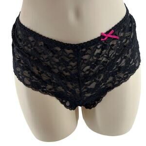 Cosmopolitan Panty Inky Black Lace Cheeky Sassy XL Panty